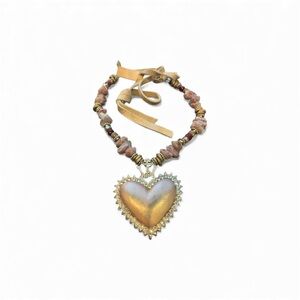 Iridescent Pink Heart Pendant Necklace RARE BIRD